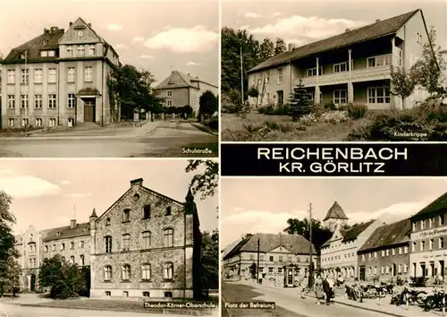 AK / Ansichtskarte 73910497 Reichenbach__Vogtland Schulstrasse Kinderkrippe Theodor Koerner Oberschule Platz der Befreiung