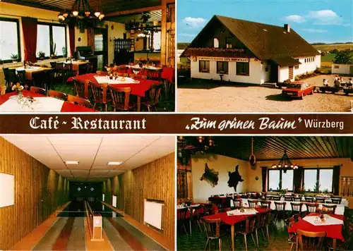 AK / Ansichtskarte 73910544 Wuerzberg_Michelstadt Cafe Restaurant Zum gruenen Baum Gastraeume Kegelbahn
