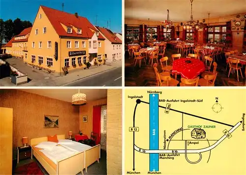 AK / Ansichtskarte 73910549 Manching Gasthof Zauner Gastraum Zimmer