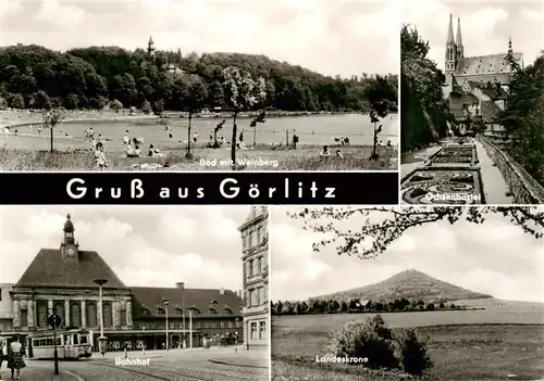 AK / Ansichtskarte  Goerlitz__Sachsen Bad mit Weinberg Ochsenbastei Bahnhof Landeskrone