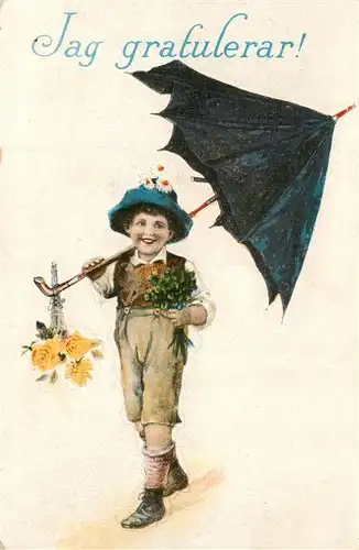 AK / Ansichtskarte  Kinder_Child_Enfants Tag Gratulare Kind Sonnenschirm