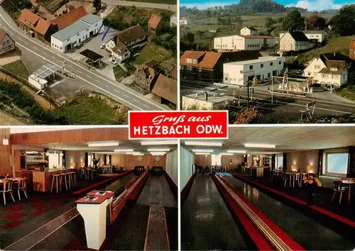 AK / Ansichtskarte  Hetzbach_Beerfelden Gasthaus Zur Krone Fliegeraufnahme Kegelbahnen