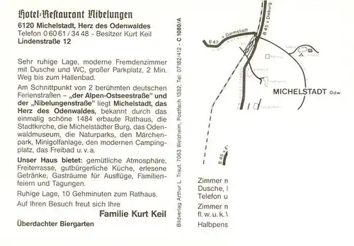 AK / Ansichtskarte 73910710 Michelstadt Hotel Restaurant Nibelungen Gaststube Kaminzimmer