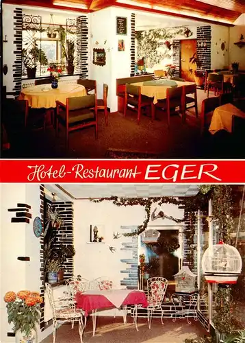 AK / Ansichtskarte 73910720 Assmannshausen_Rhein Hotel Restaurant Eger Gaststube Terrasse