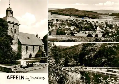 AK / Ansichtskarte  Affeln Kirche Panorama Fischteiche