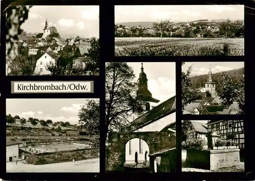 AK / Ansichtskarte 73910738 Kirchbrombach_Brombachtal_Odenwald Ortspartie Panorama Freibad Kirche Brunnen
