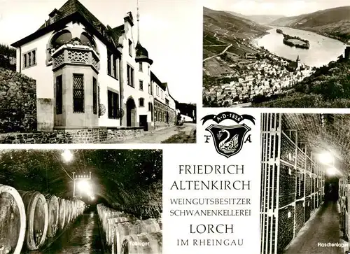 AK / Ansichtskarte  Lorch_Rheingau Friedrich Altenkirch Weingut Schwanenkellerei Panorama Fasslager Flaschenlager