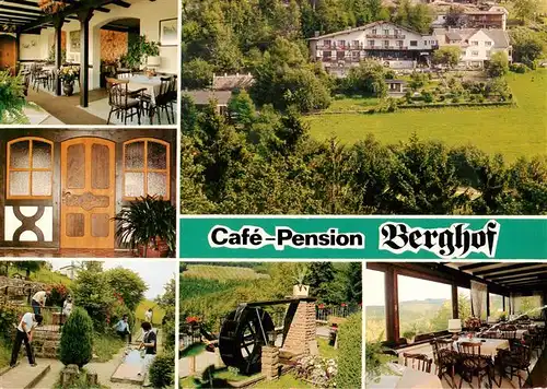 AK / Ansichtskarte 73910758 Kortelshuette_Rothenberg_Odenwald Cafe Pension Berghof Gastraum Terrasse Minigolf Wasserrad