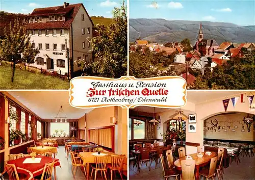 AK / Ansichtskarte  Rothenberg_Odenwald Gasthaus Pension Zur frischen Quelle Gastraeume Panorama