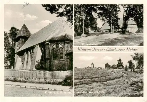 AK / Ansichtskarte  Mueden_oertze Kirche Dorfeingang Auf dem Wietzer Berg