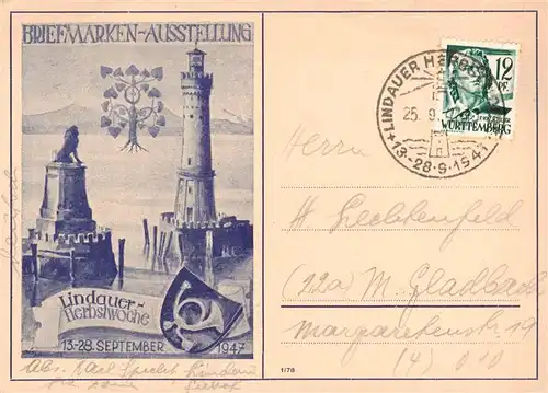 AK / Ansichtskarte  Lindau__Bodensee Lindauer Herbstwoche Briefmarken Ausstellung 1947