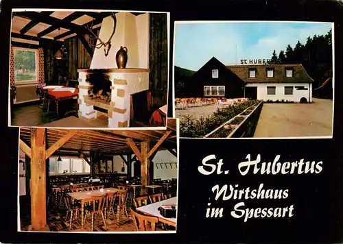 AK / Ansichtskarte  Windheim_Hafenlohr St Hubertus Wirtshaus im Spessart Gaststube Kaminzimmer