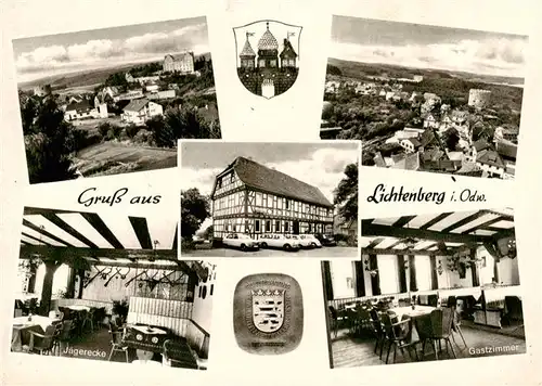 AK / Ansichtskarte 73910898 Lichtenberg_Odenwald Gasthaus Pension Zur Linde Jaegerecke Gastzimmer Panorama