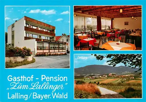 AK / Ansichtskarte 73910921 Lalling_Niederbayern Gasthof Pension Zum Lallinger Gastraum Panorama