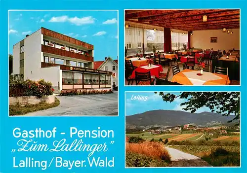 AK / Ansichtskarte  Lalling_Niederbayern Gasthof Pension Zum Lallinger Gastraum Panorama