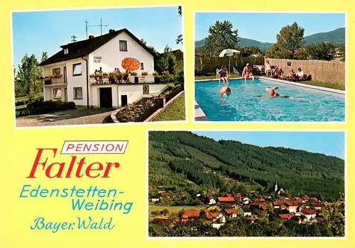 AK / Ansichtskarte  Edenstetten Pension Falter Schwimmbad Panorama