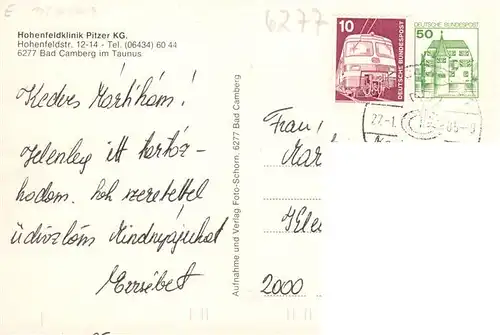 AK / Ansichtskarte  Bad_Camberg Hohenfeldklinik Pitzer KG Gastraeume Hallenbad
