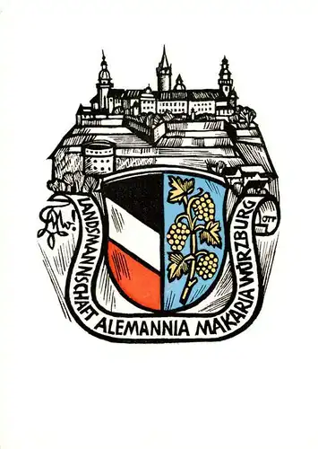 AK / Ansichtskarte 73911010 Wuerzburg_Bayern Wappen der Landsmannschaft Alemannia Makaria Wuerzburg