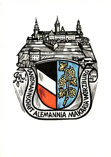 AK / Ansichtskarte  Wuerzburg_Bayern Wappen der Landsmannschaft Alemannia Makaria Wuerzburg