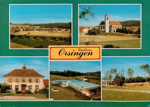 AK / Ansichtskarte  Orsingen-Nenzingen Panorama Kirche Freibad Rathaus Panorama