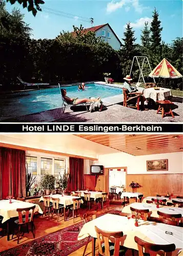 AK / Ansichtskarte  Berkheim_Esslingen Hotel Linde Schwimmbad Gastraum