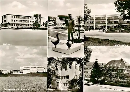 AK / Ansichtskarte  Wendlingen_Neckar Rathaus Gartenschule Realschule mit Pavillon Schloss Schlossverwaltung