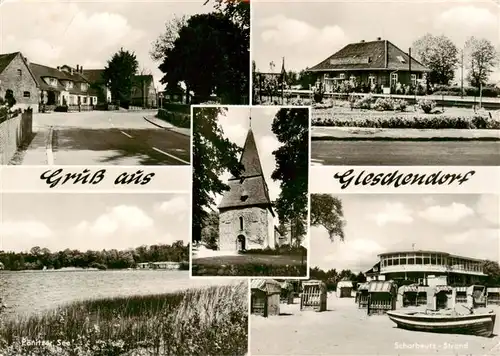 AK / Ansichtskarte  Gleschendorf_Scharbeutz Strassenpartie Poenitzer See Strand Kapelle