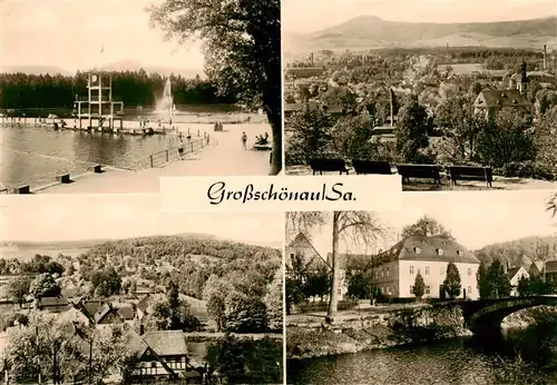 AK / Ansichtskarte 73911087 Grossschoenau_Sachsen Waldstrandbad Blick zum Hutberg Heimat und Damastmuseum