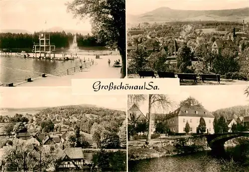 AK / Ansichtskarte  Grossschoenau_Sachsen Waldstrandbad Blick zum Hutberg Heimat und Damastmuseum