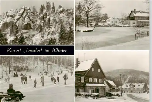 AK / Ansichtskarte 73911092 Jonsdorf_Saechsische_Schweiz Nonnenfelsen Gondelfahrt Eisbahn Buchberg