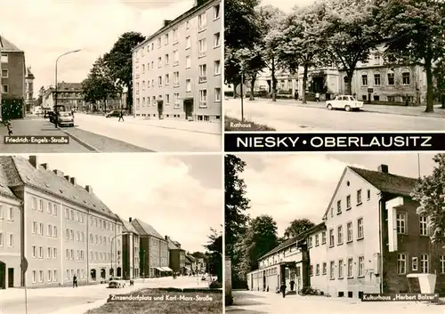 AK / Ansichtskarte 73911123 Niesky_Oberlausitz_Sachsen Friedrich-Engels-Strasse Rathaus Zinzendorfplatz Karl-Marx-Strasse Kulturhaus Herbert Balzer