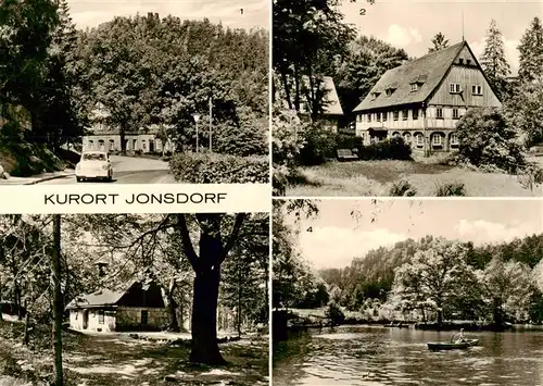 AK / Ansichtskarte  Jonsdorf_Saechsische_Schweiz Gaststaette Gondelfahrt Nonnenfelsen Oberlausitzer Umgebindehaus Steenbruchschmiede Muehlsteinbrueche Gondelteich