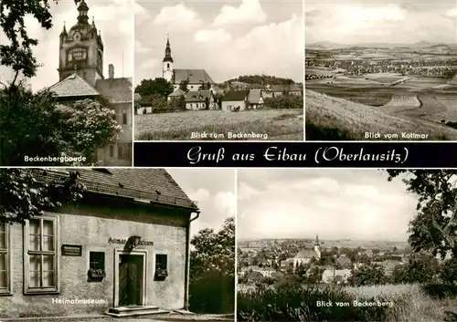 AK / Ansichtskarte  Eibau Beckenbergbaude Blick zum Beckenberg Kirche Landschaftspanorama Blick vom Kottmar Heimatmuseum