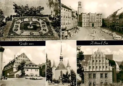 AK / Ansichtskarte  Zittau Blumenuhr Platz der Jugend Marstall Weberkirche Hefftergiebel