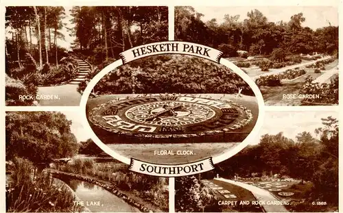AK / Ansichtskarte 73911196 Southport__UK Hesketh Park Rock Garden Rose Garden The Lage Carpet Rock Gardens Floral Clock