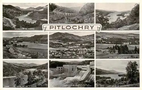 AK / Ansichtskarte  Pitlochry_Scotland_UK The Tummel The Soldiers Leap Strathtummel Ben Y Vrackie The Power House Queens View Loch Tummel and Schiehallion