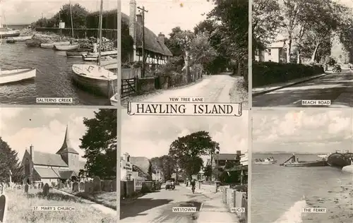 AK / Ansichtskarte  Hayling_Island_UK Salterns Creek Yew Tree Lane Beach Road St Marys Church Westown The Ferry