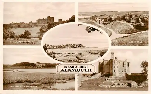 AK / Ansichtskarte 73911207 Alnmouth_UK The Castle Alnwick Marine Road Waterside The Bridge and Viver Aln Warkworth Castle