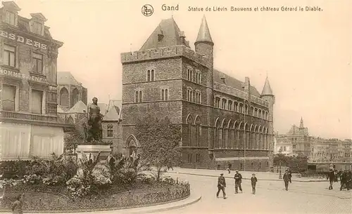 AK / Ansichtskarte  Gand_Belgien Statue de Lievin Bauwens et chateau Gerard le Diable