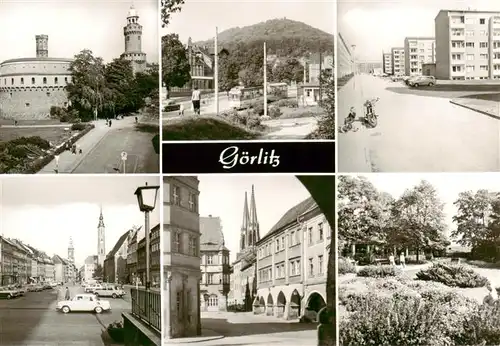 AK / Ansichtskarte  Goerlitz__Sachsen Kaisertrutz Reichenbacher Turm Leninplatz Rathausturm Moench Landeskrone Untermarkt mit Lauben Weinhuebel Strasse der Bauschaffenden Parkanlage Friedenshoehe