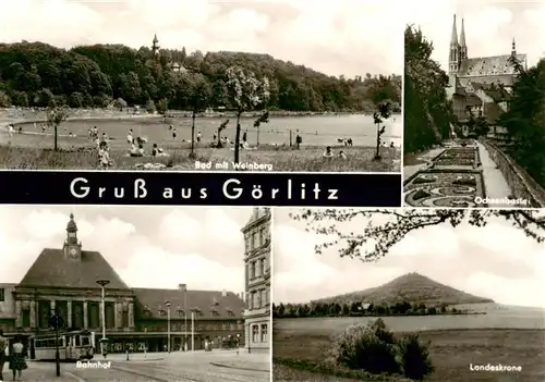 AK / Ansichtskarte  Goerlitz__Sachsen Freibad mit Weinberg Ochsenbastei Bahnhof Landschaftspanorama Landeskrone