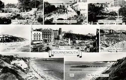 AK / Ansichtskarte 73911287 Bournemouth_UK Central Gardens The Pavilion East Cliff The Square The Beach The Bay The Pier from East Cliff