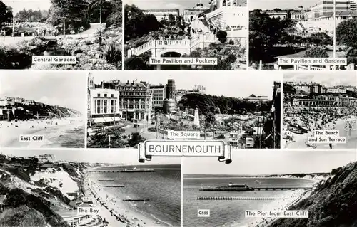 AK / Ansichtskarte  Bournemouth_UK Central Gardens The Pavilion East Cliff The Square The Beach The Bay The Pier from East Cliff