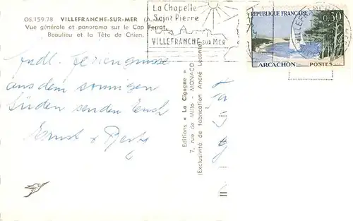 AK / Ansichtskarte  Villefranche_06-sur-Mer Vue generale et panorama sur le Cap Ferrat Beaulieu et la Tete de Chien