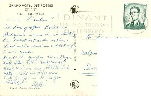 AK / Ansichtskarte  Dinant-sur_Meuse_Belgie Grand Hotel des Postes