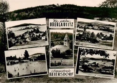 AK / Ansichtskarte  Beiersdorf_Loebau_Oberlausitz Ortsansichten Schwimmbad Kirche Panorama