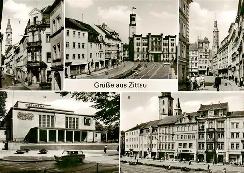 AK / Ansichtskarte 73911444 Zittau Bautzner Strasse Platz der Jugend Rathaus Blick zur Klosterkirche Gerhart Hauptmann Theater Platz der Jugend