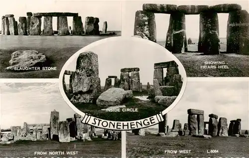 AK / Ansichtskarte 73911522 Stonehenge_UK Slaughter Stone Showing Friars Heel From North West From West Inside Circle
