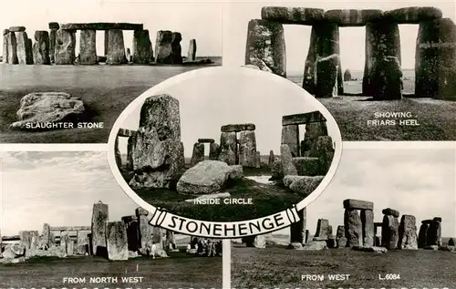 AK / Ansichtskarte  Stonehenge_UK Slaughter Stone Showing Friars Heel From North West From West Inside Circle