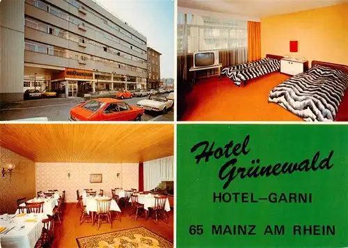 AK / Ansichtskarte 73911578 Mainz__Rhein Hotel Gruenewald Hotel Garni Gastraum Zimmer